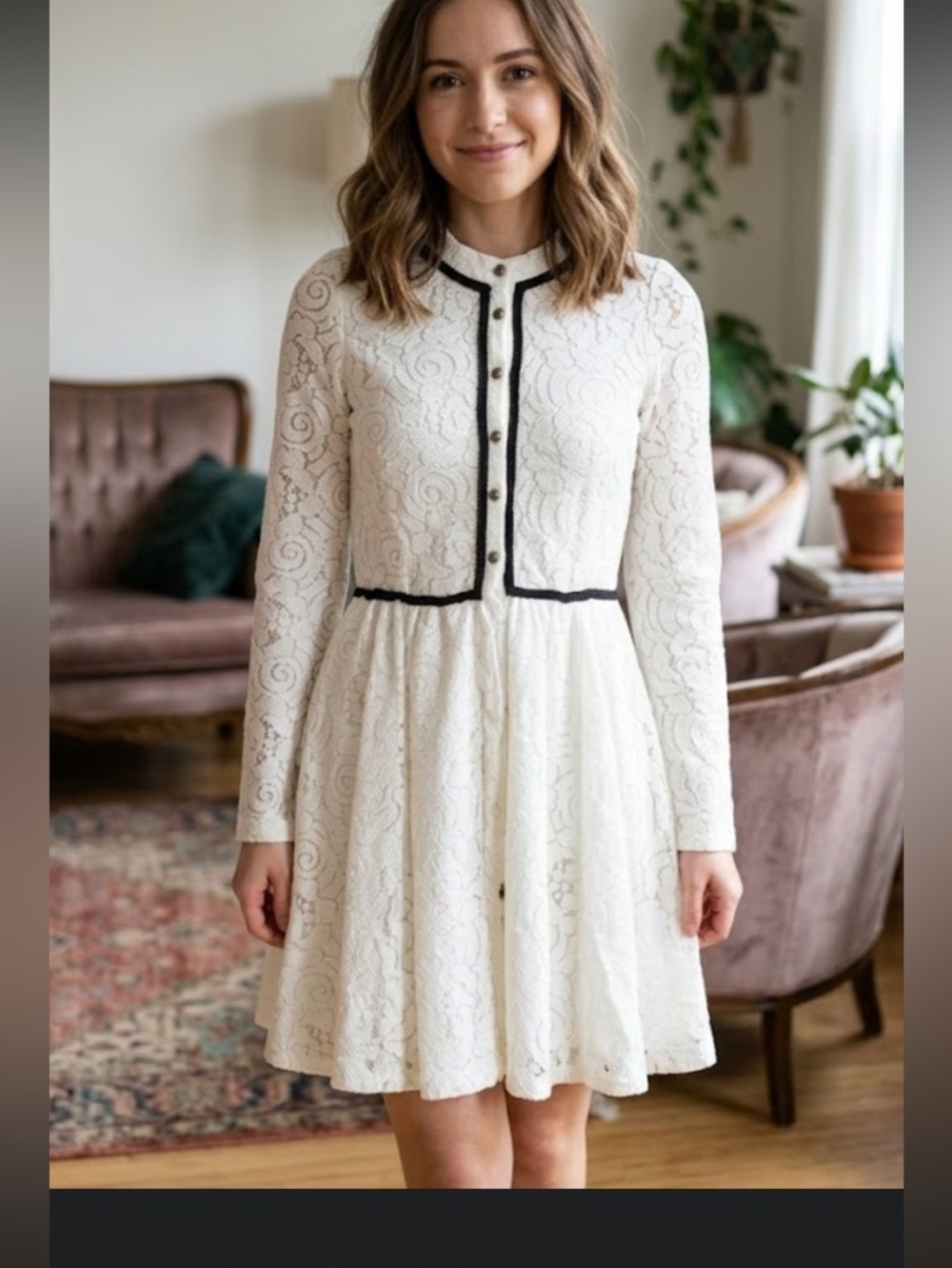 Gianni Bini Dress  with Black Trim

 32 inches long.